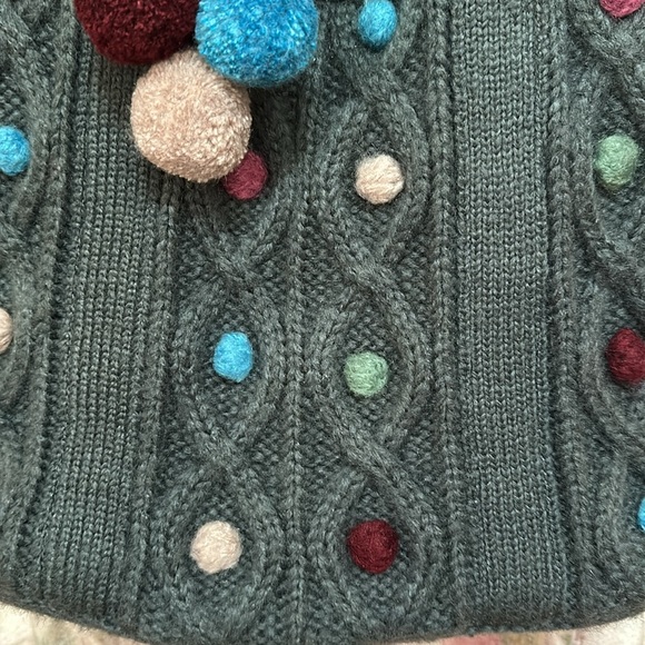 knit sweater Purse with multicolor pom-poms - snap closure - Picture 3 of 6